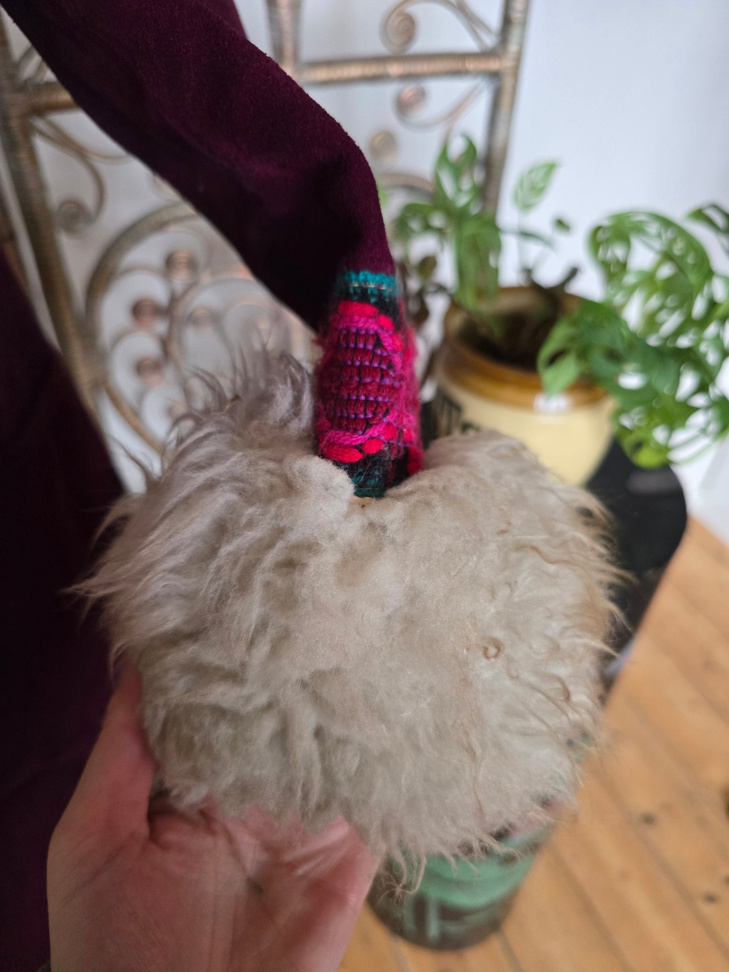 Vintage suede Sheepskin collar cuff coat