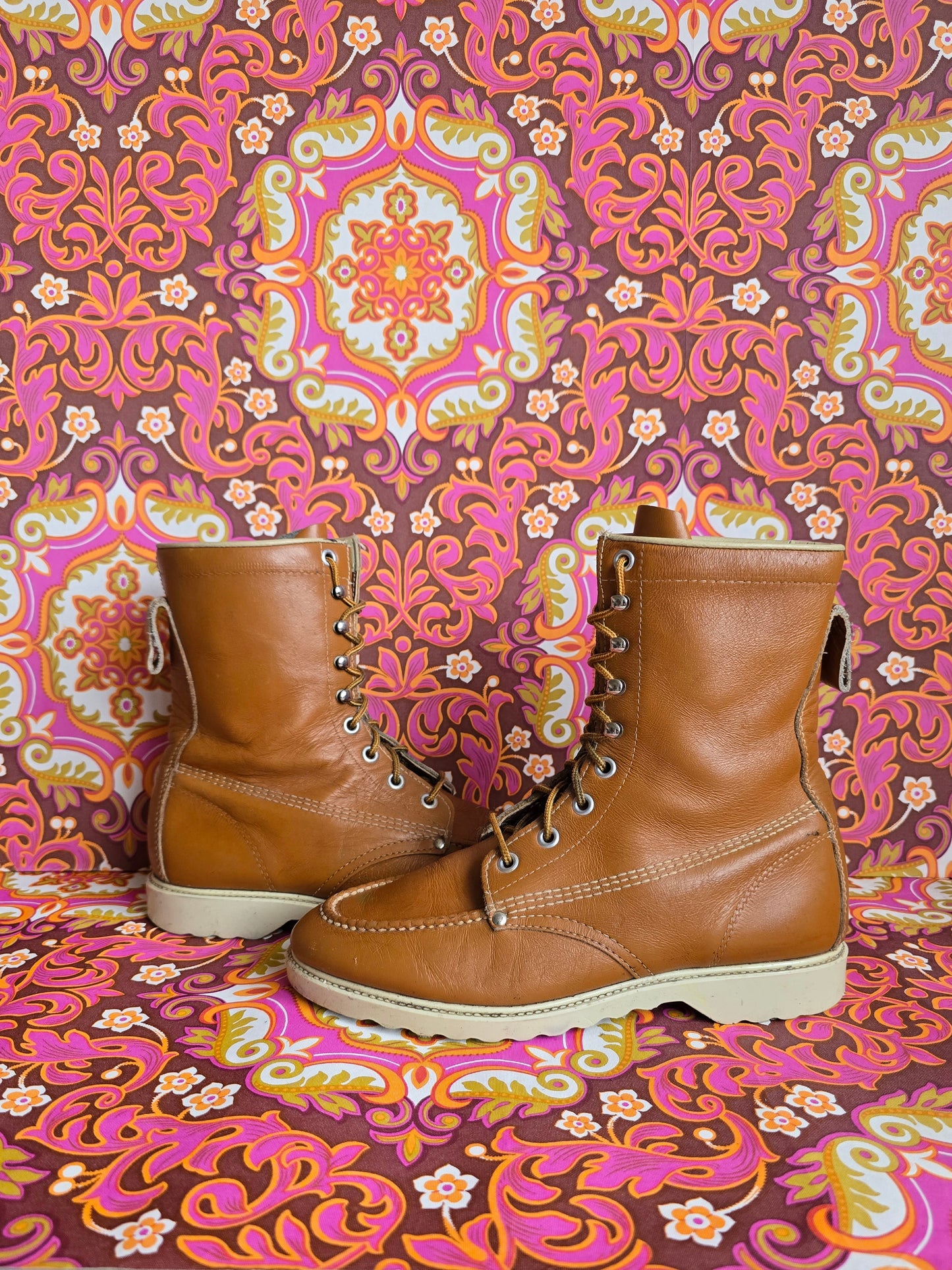 Vintage ankle lace leather boots size uk 6 Eur 39 us 8