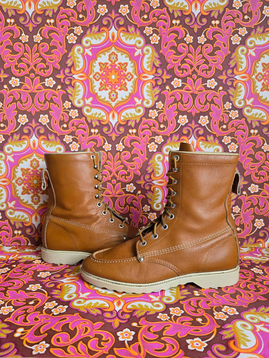 Vintage ankle lace leather boots size uk 6 Eur 39 us 8