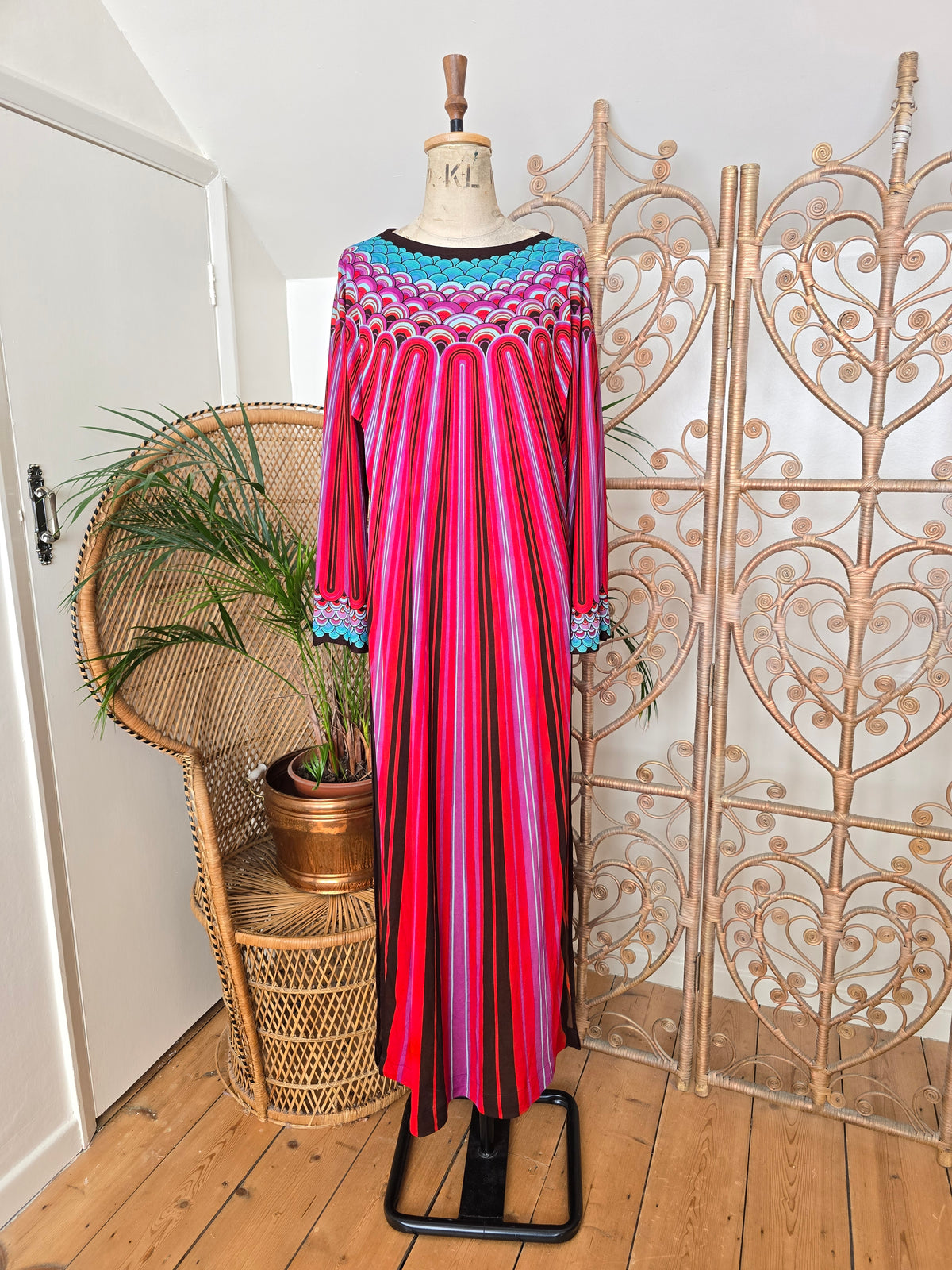 Vintage stripe kaftan dress