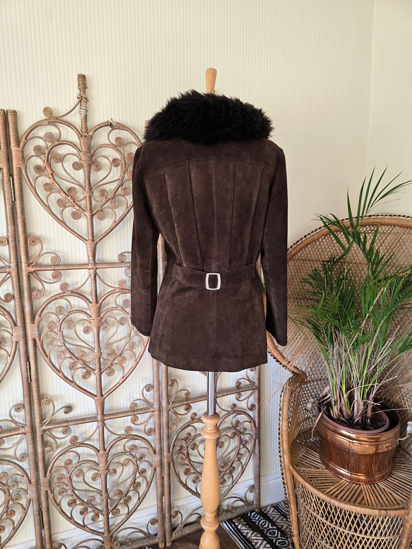 Vintage suede Sheepskin collar coat