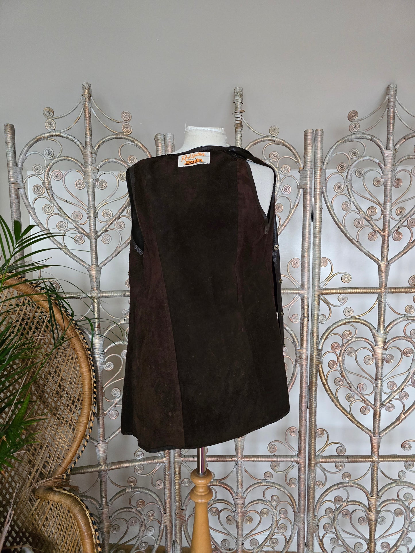 Vintage dark brown 60s leather dress