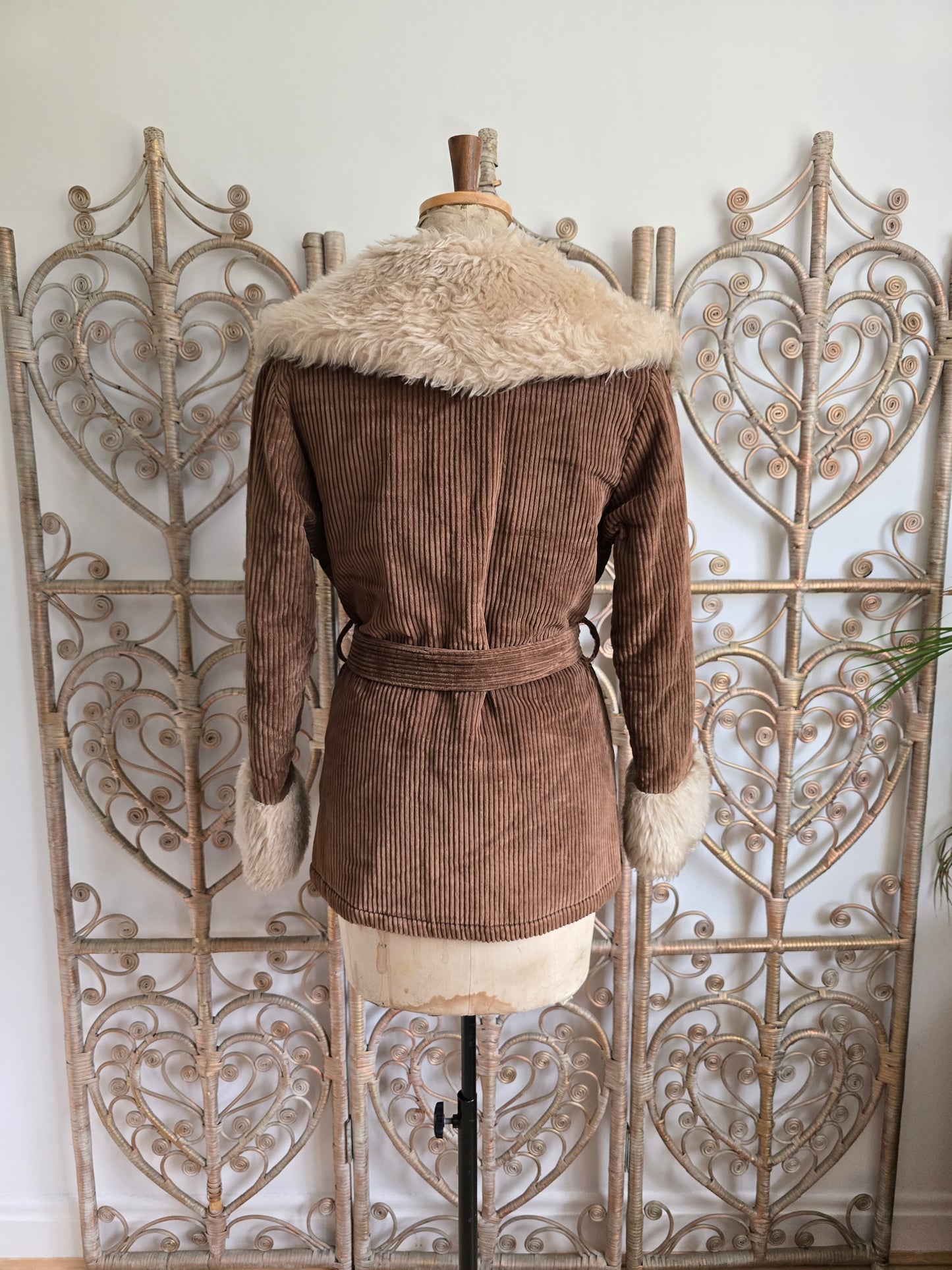 Vintage corduroy faux fur coat