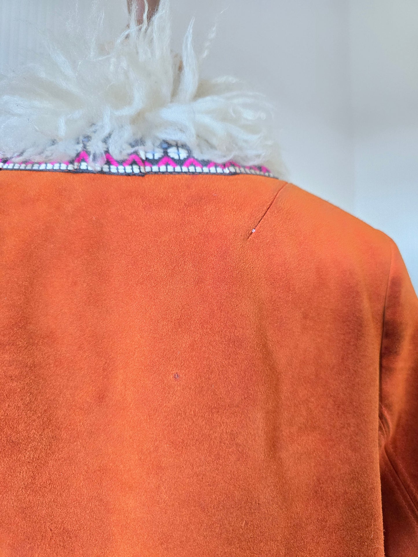 Vintage embroidered suede coat