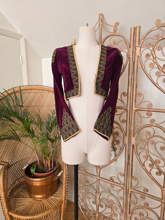 Vintage ottoman velvet embroidered jacket XS