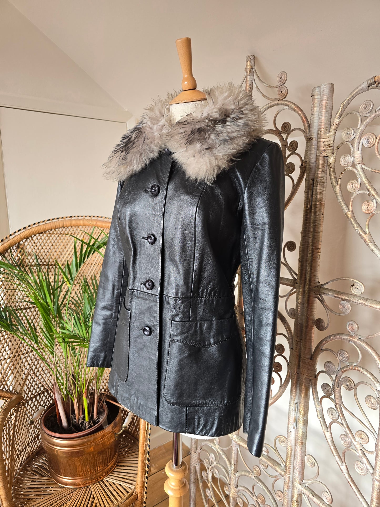 Vintage leather 70s coat