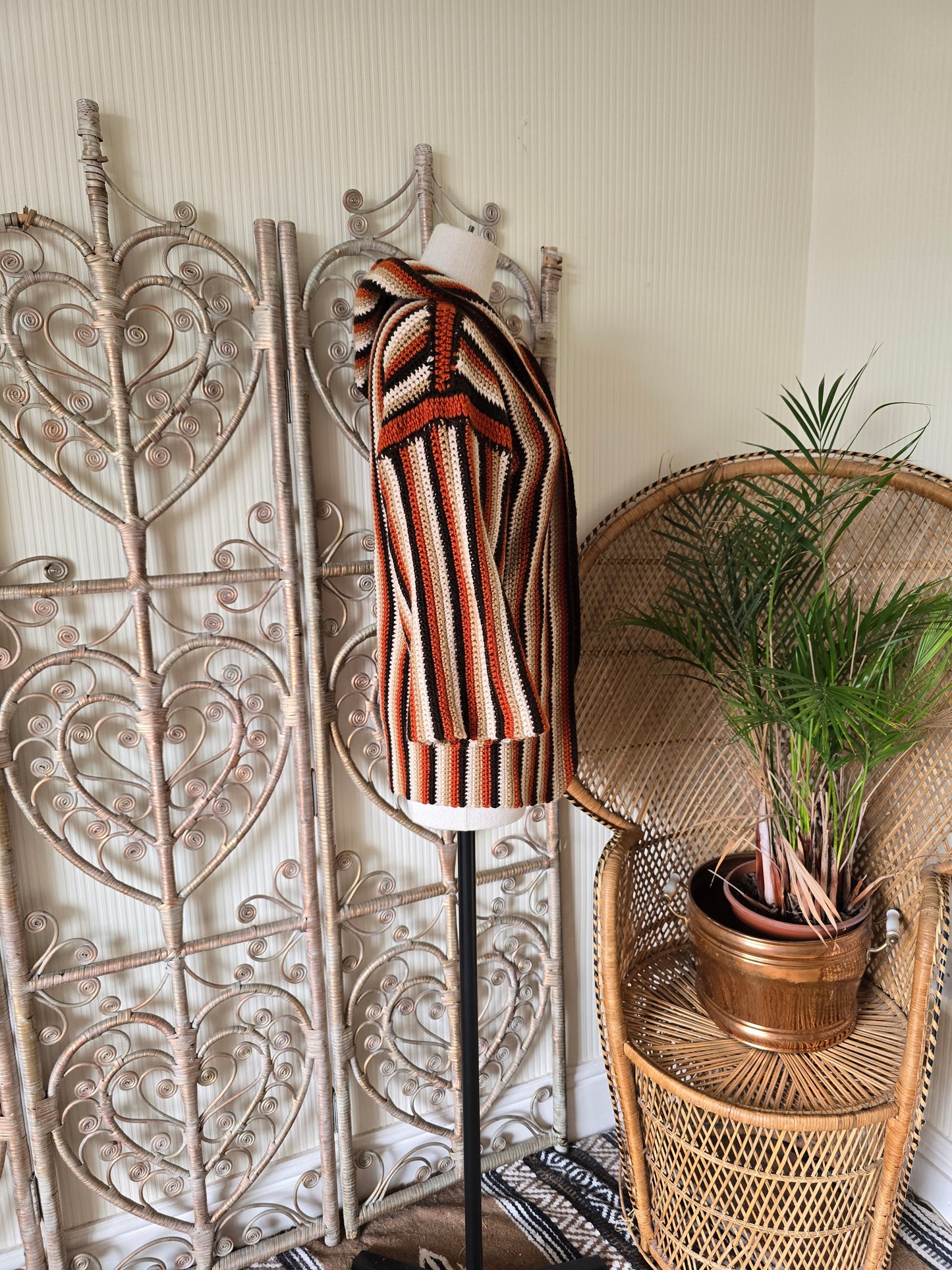 Vintage hooded crochet cardigan