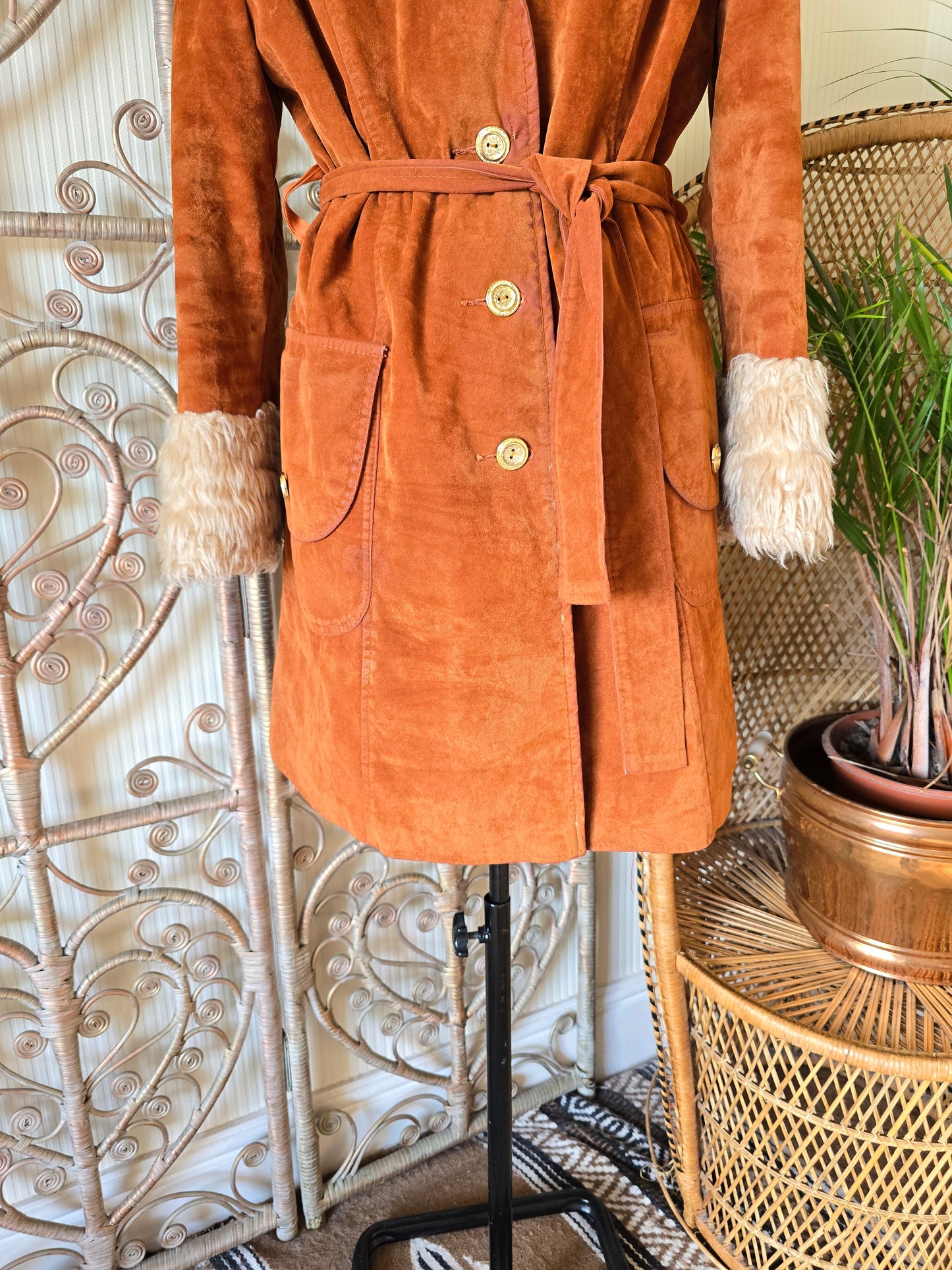 Vintage faux fur/suede velvet coat