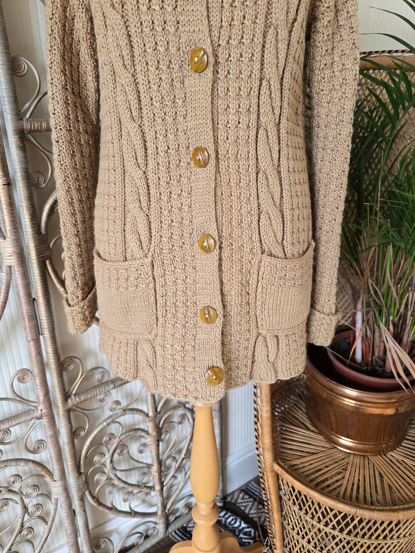 Vintage wool cable knitted cardigan