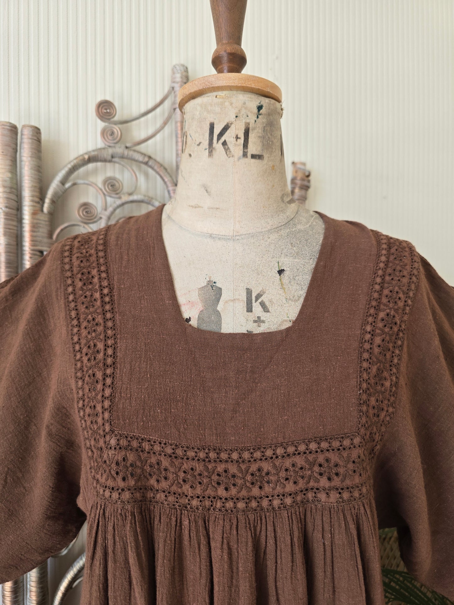 Vintage angel sleeves cheesecloth dress