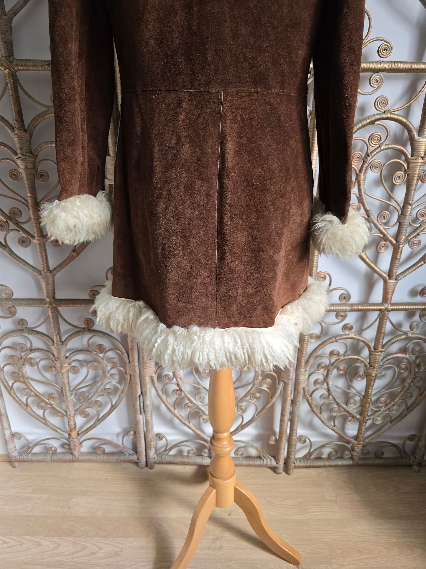 Vintage suede hooded coat S