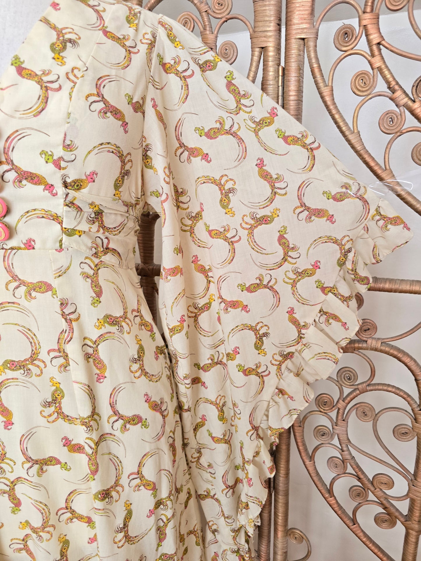 Vintage bird angel sleeves dress