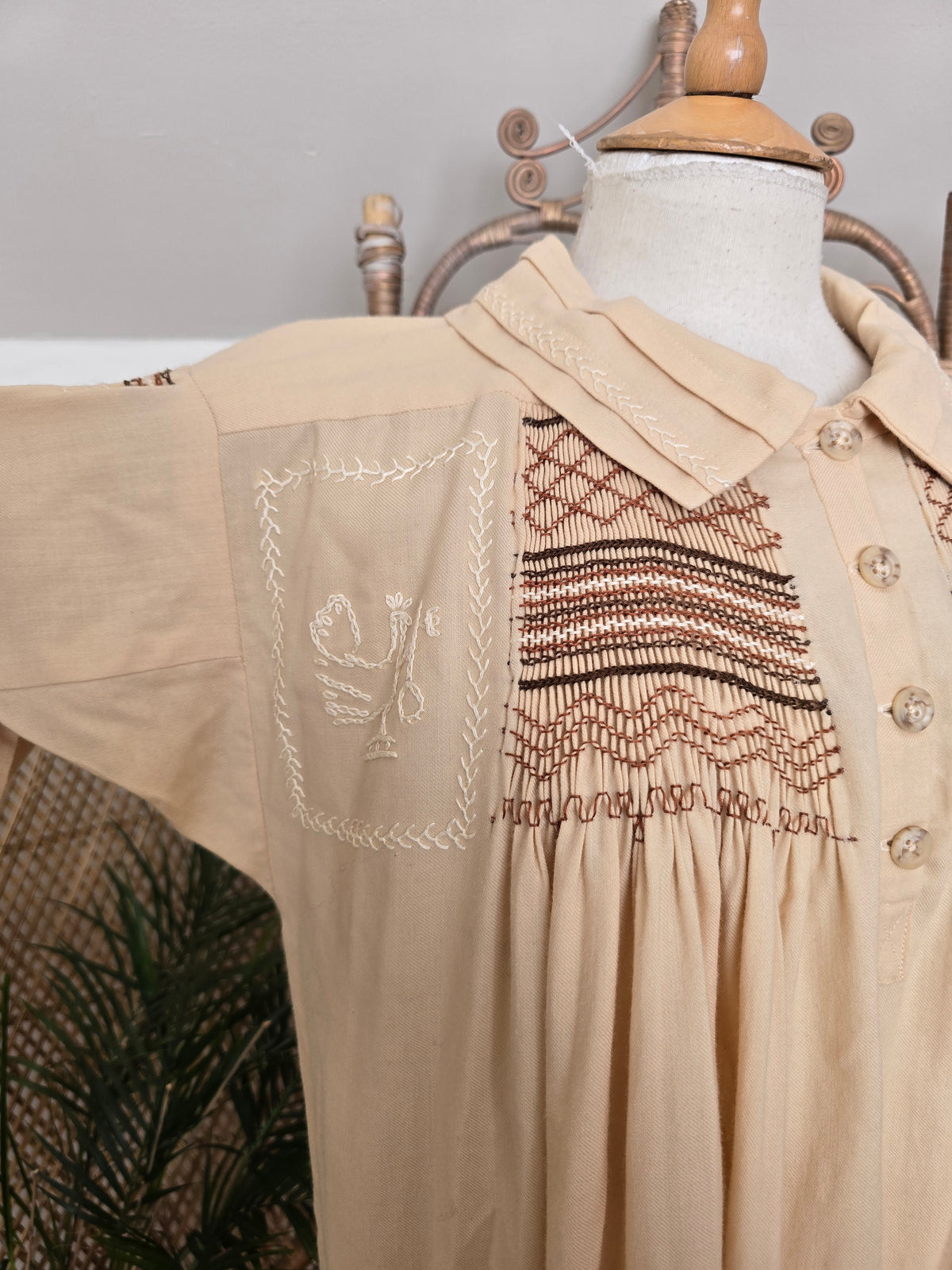 Vintage shirring smock dress