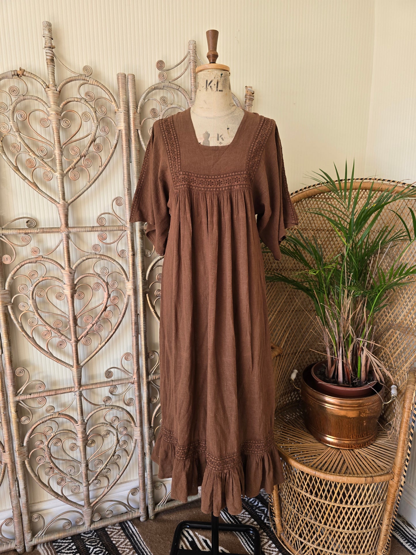 Vintage angel sleeves cheesecloth dress