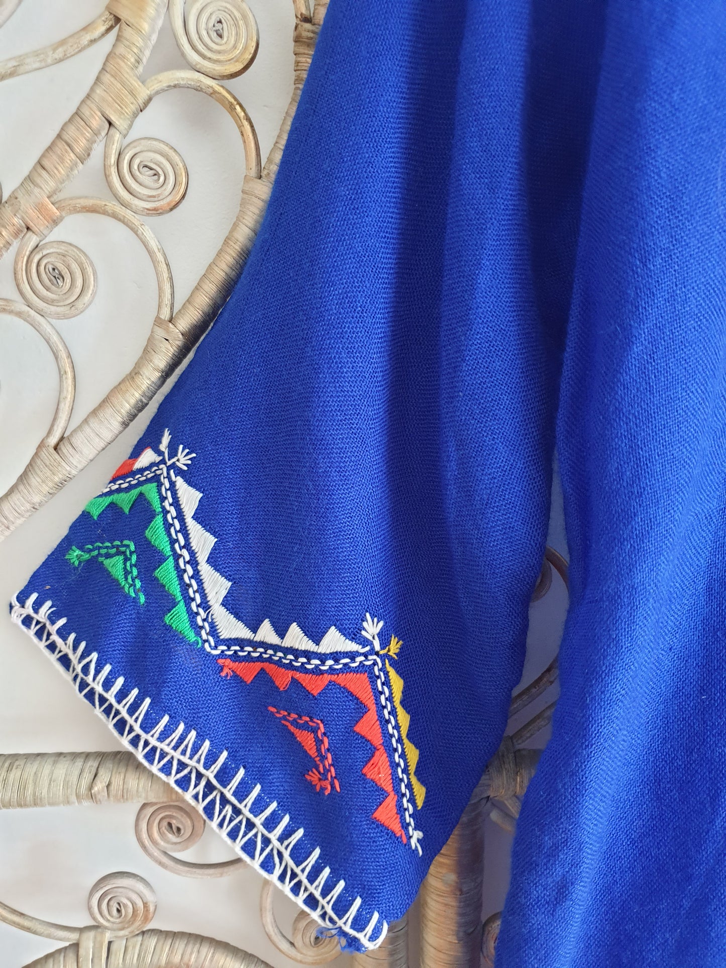 Vintage blue embroidered 70s kaftan tunic S M