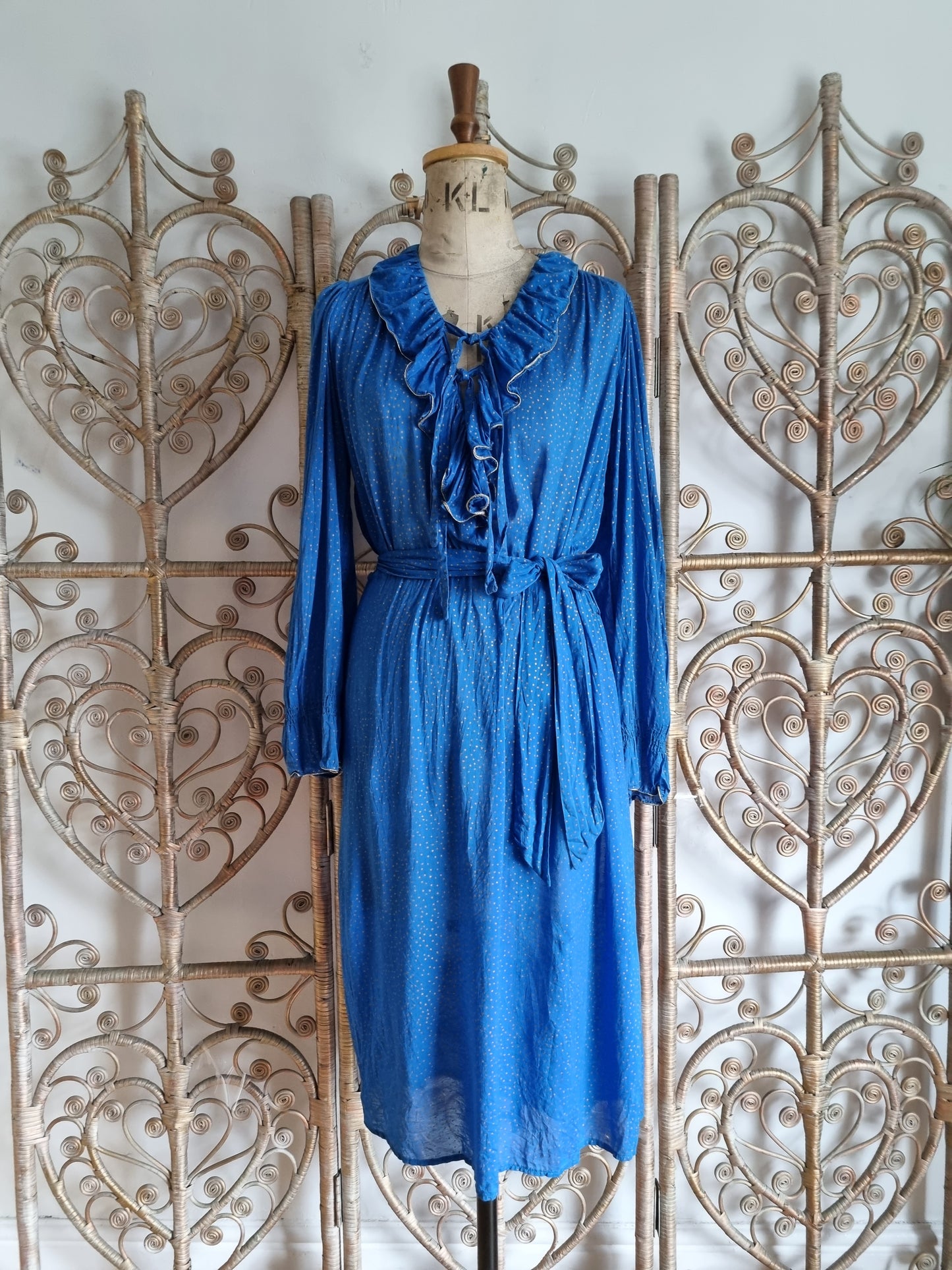 Vintage blue Ayesha Davar Indian 70s dress M