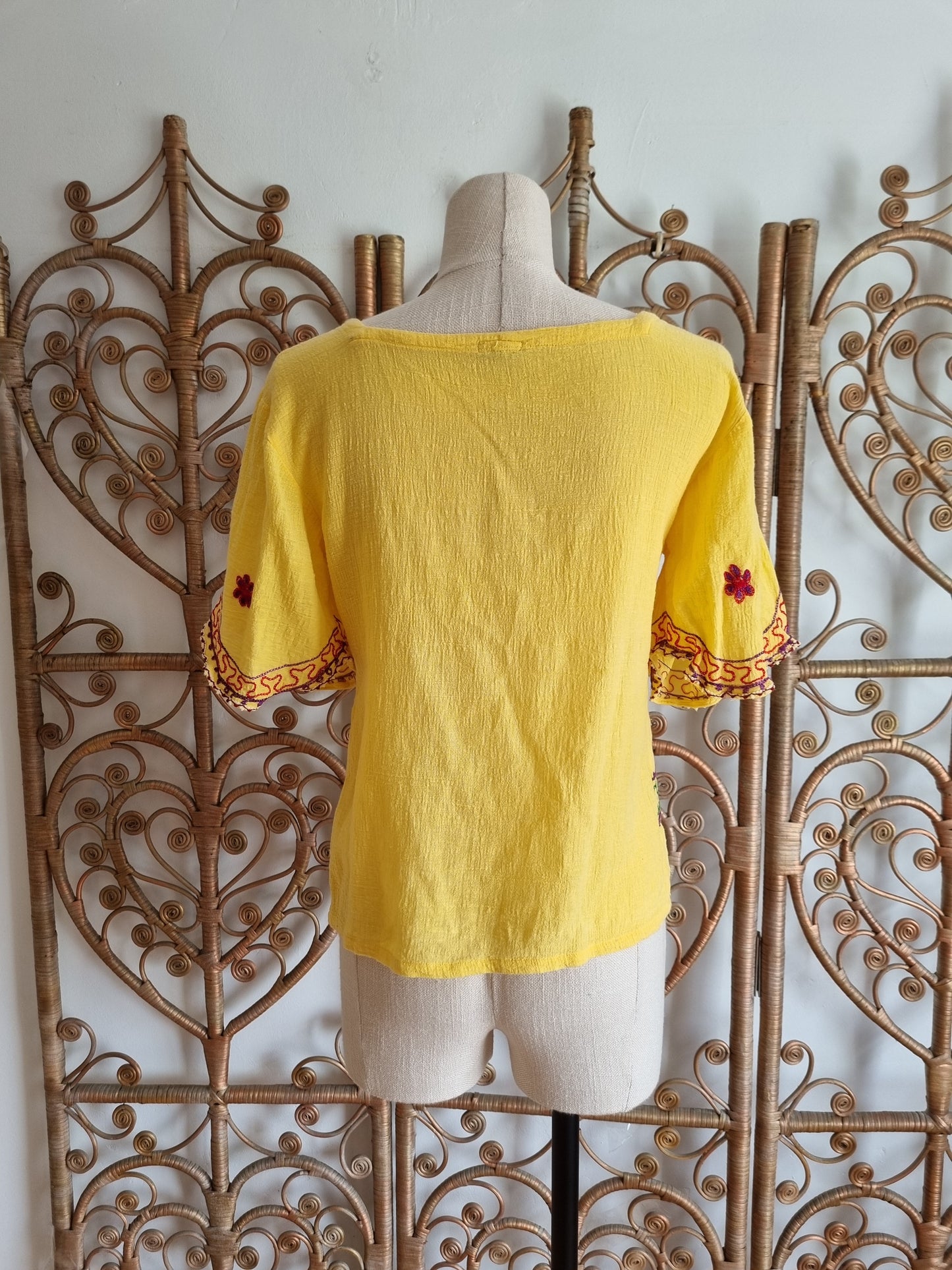 Vintage cotton cheesecloth 70s blouse S