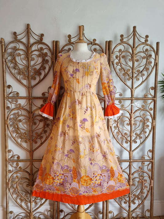 Vintage floral dandi by Berkertex prairie dress S