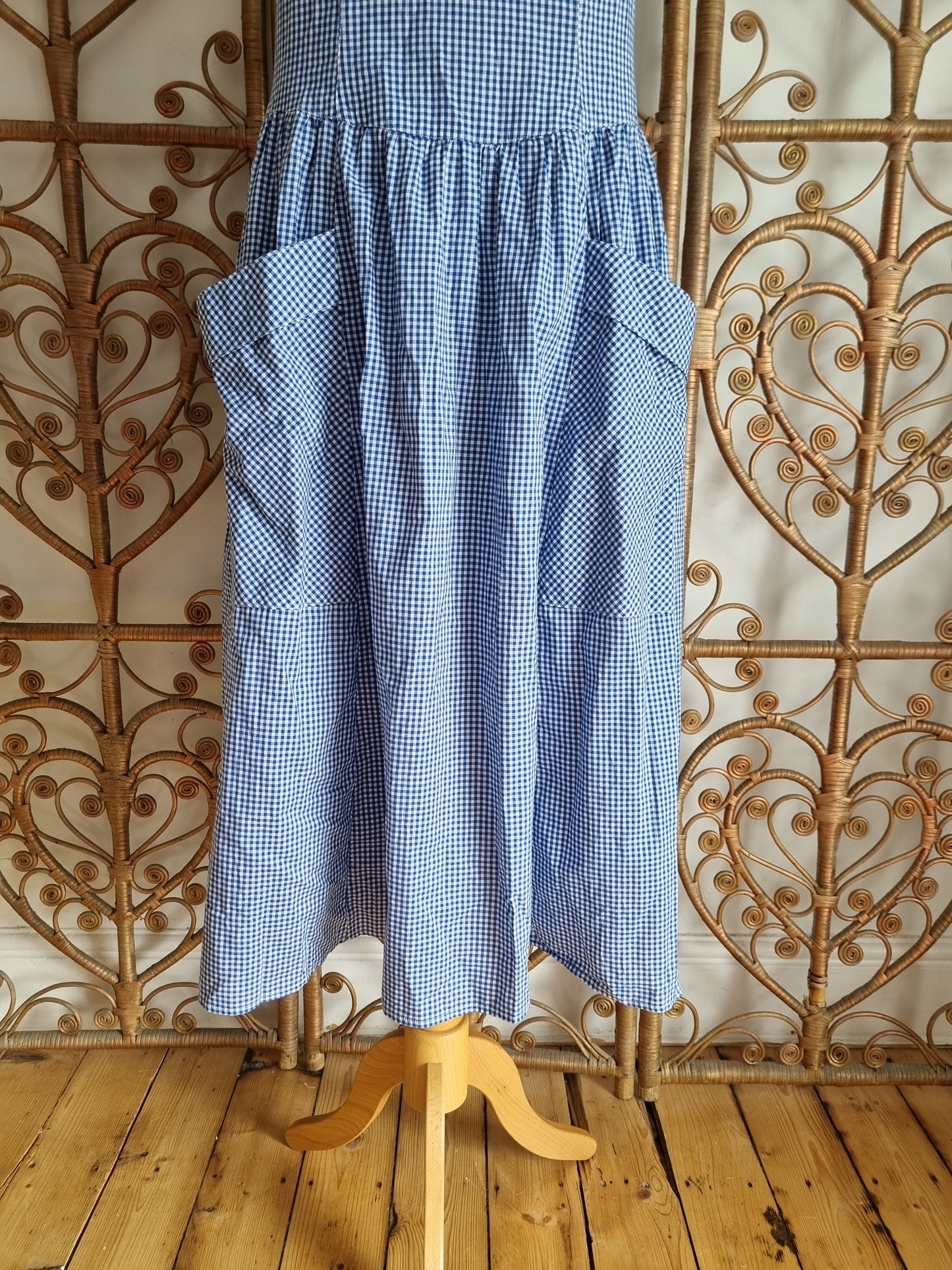 Vintage blue check cotton dress M