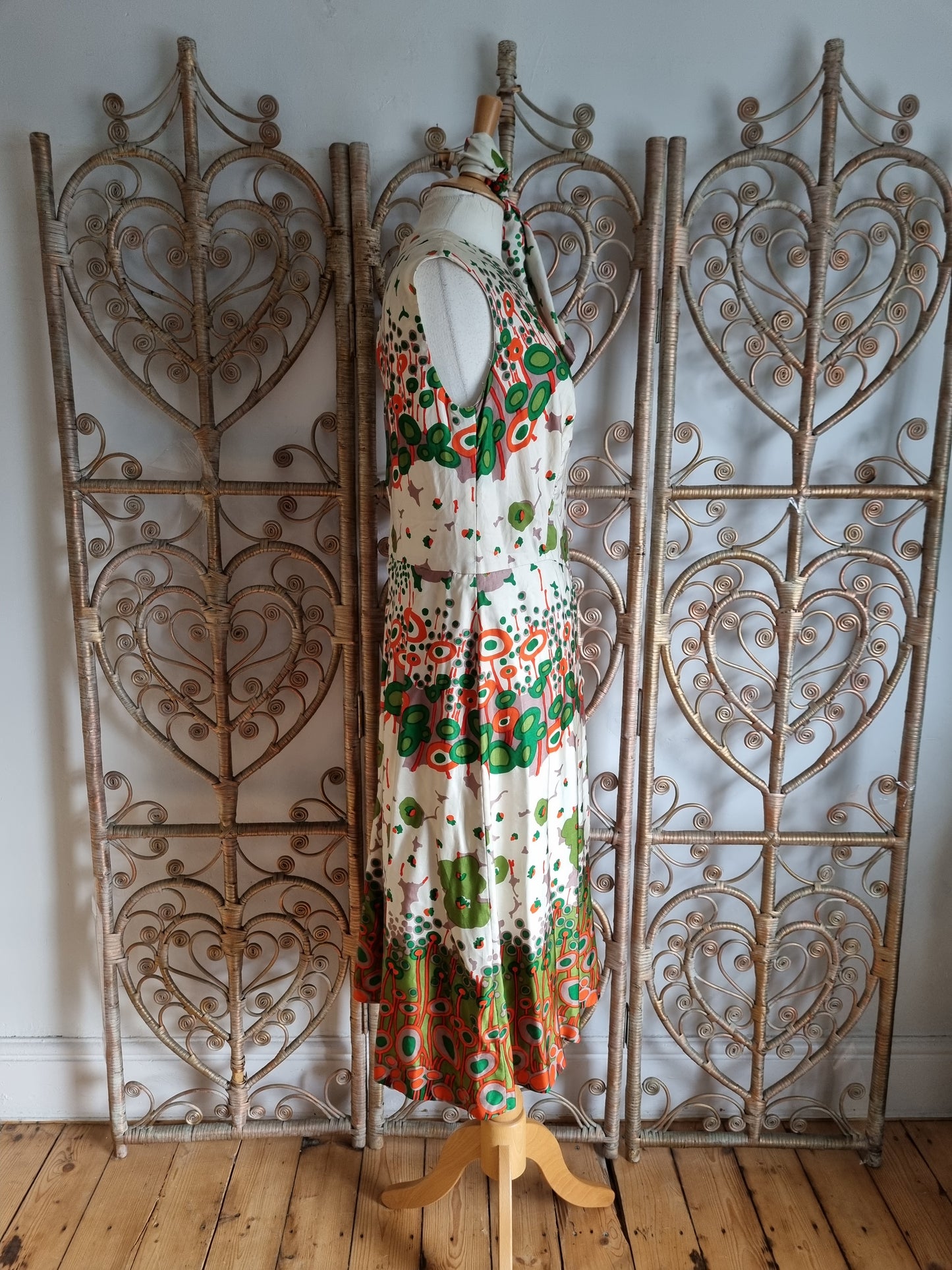 Vintage Designer Uli Richer silk Psychedelic 60s 70s dress M/L