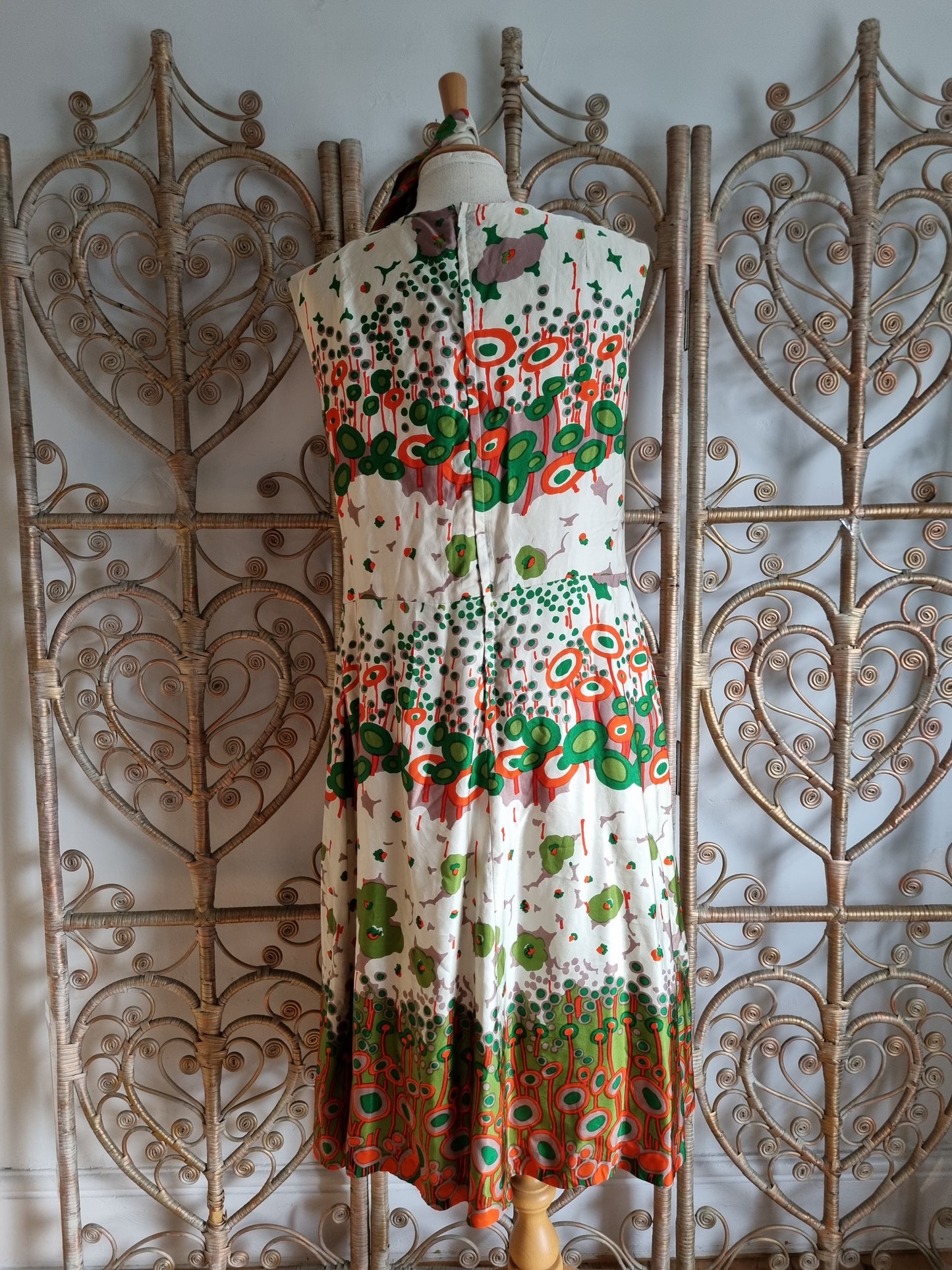 Vintage Designer Uli Richer silk Psychedelic 60s 70s dress M/L