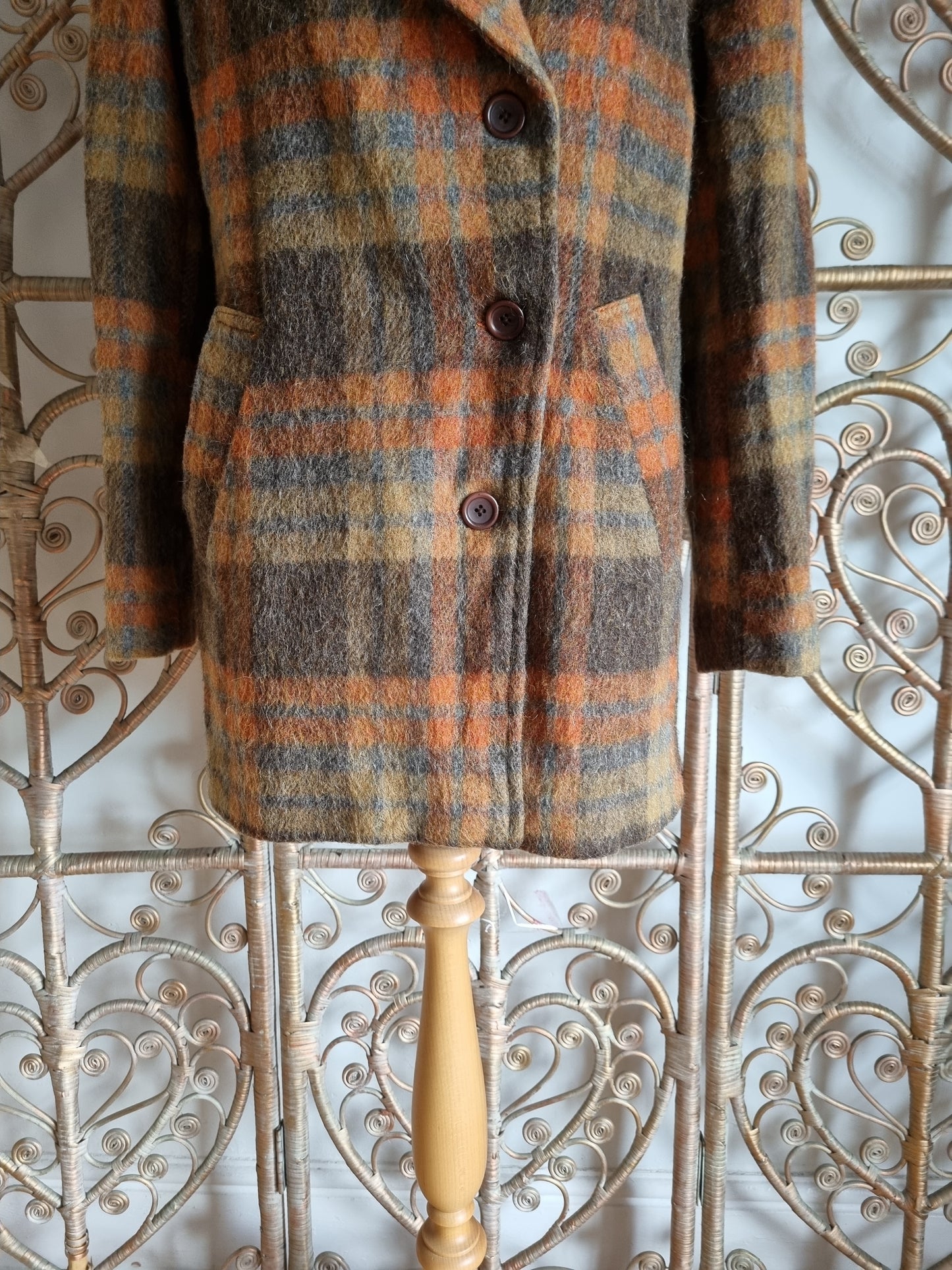 Vintage check wool/mohair 70s coat M/L