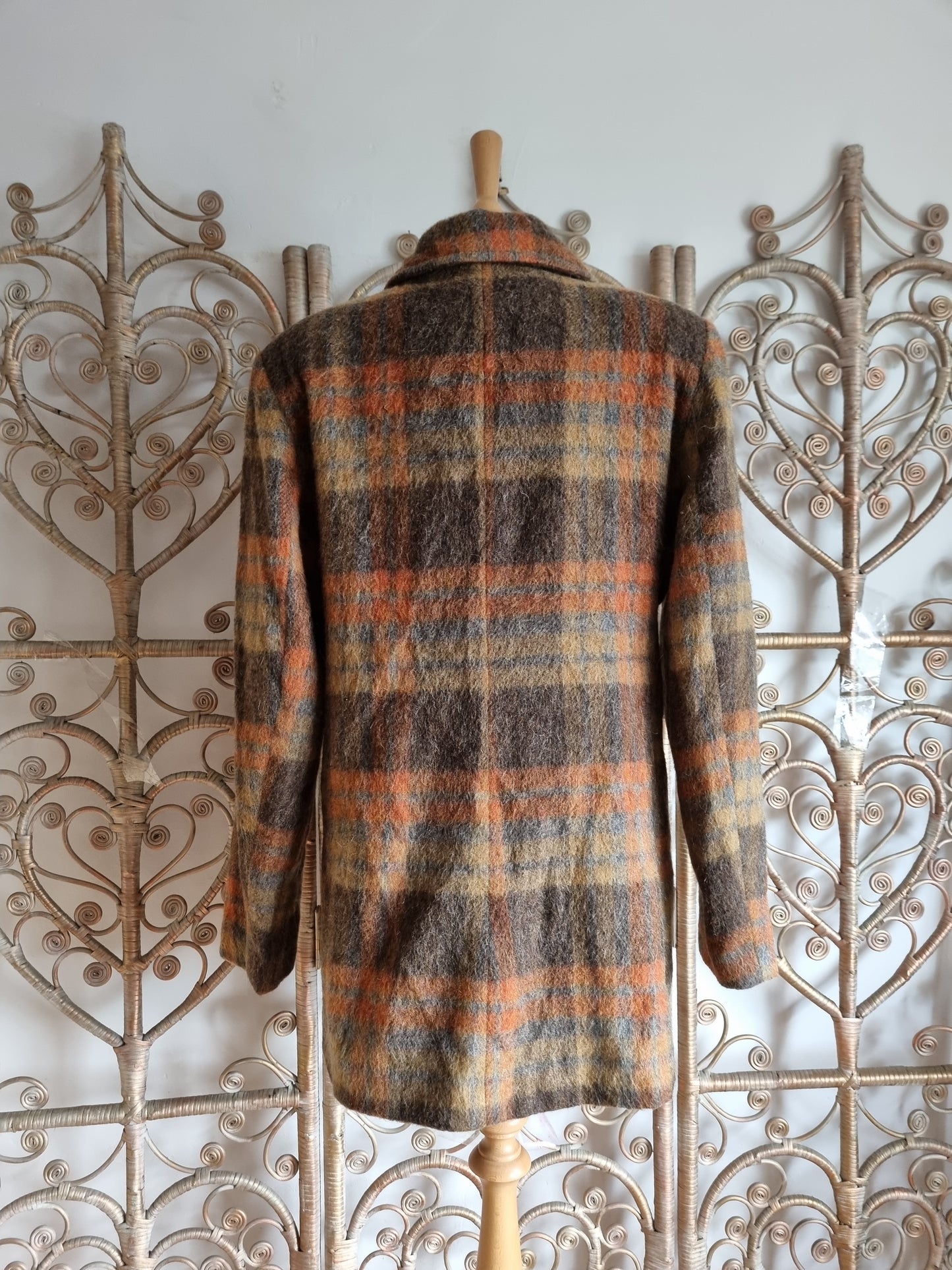 Vintage check wool/mohair 70s coat M/L