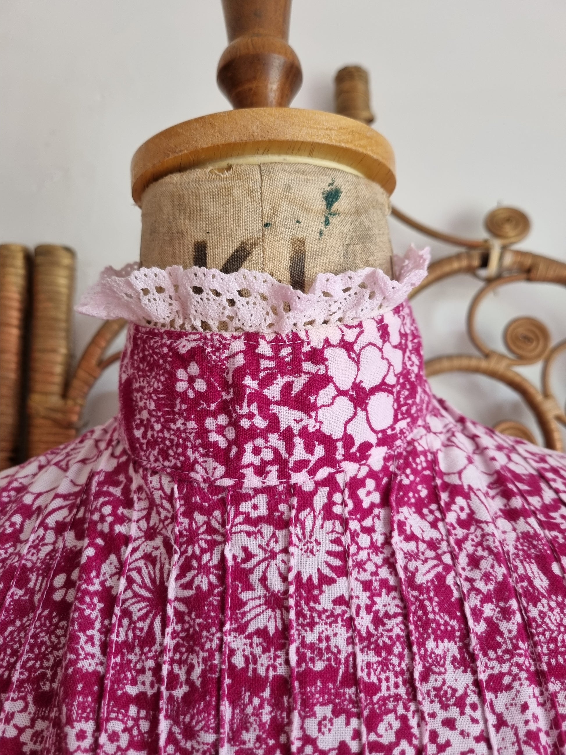 Laura Ashley Swan Print Dress Boho Style Cotton Made Floral