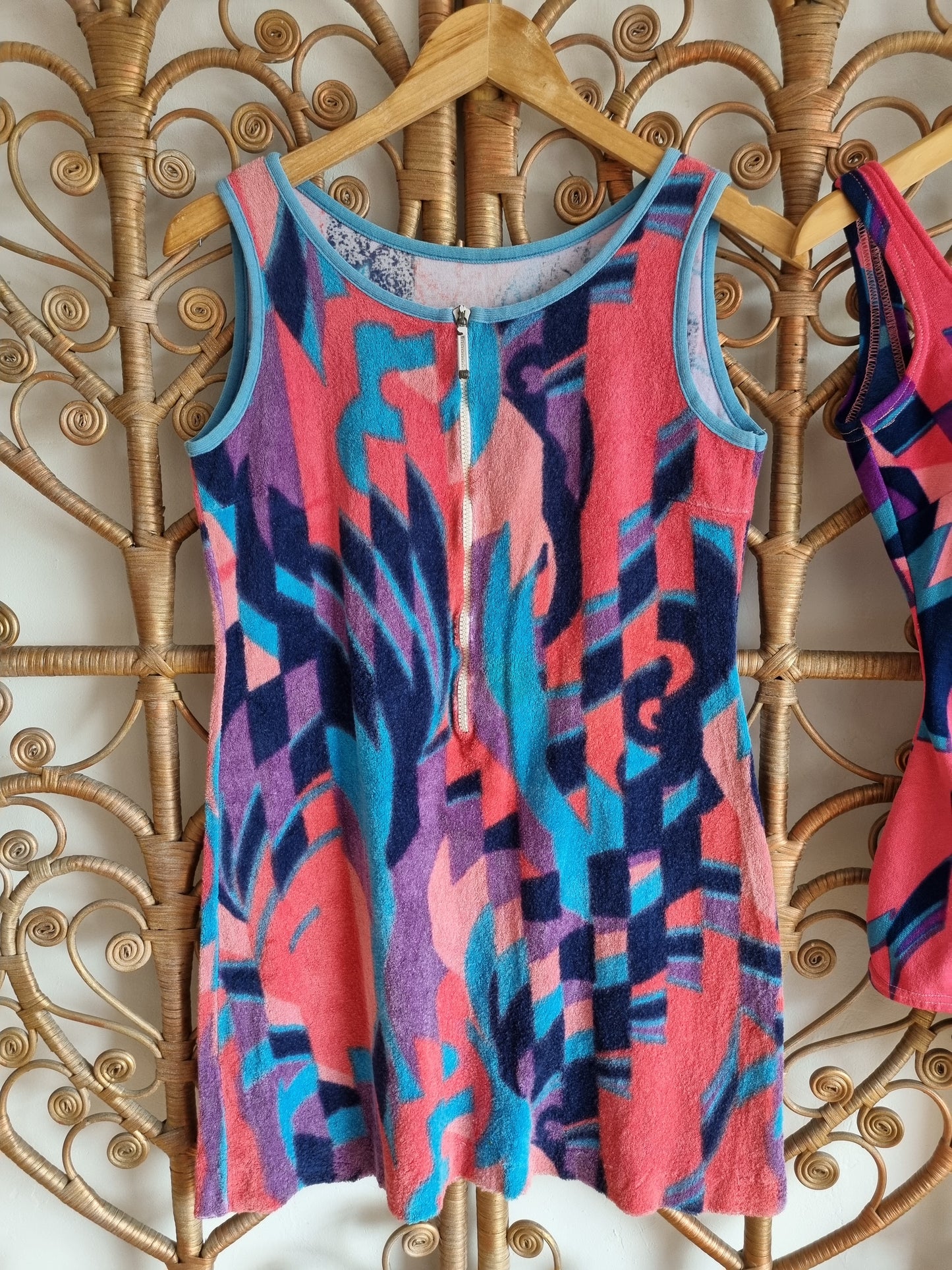 Vintage psychedelic swimsuit and towelling over dress S