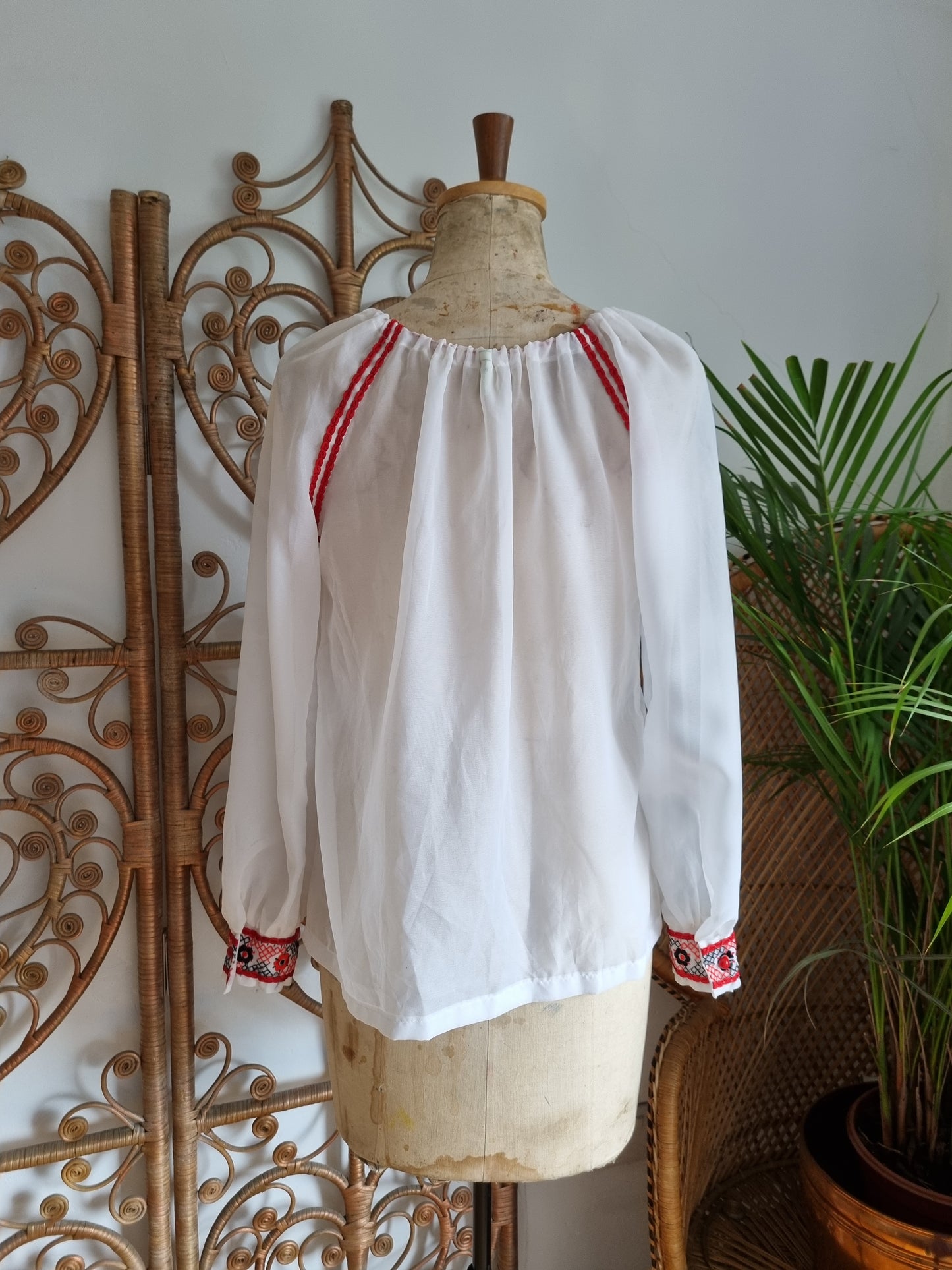 Vintage sheer embroidered blouse