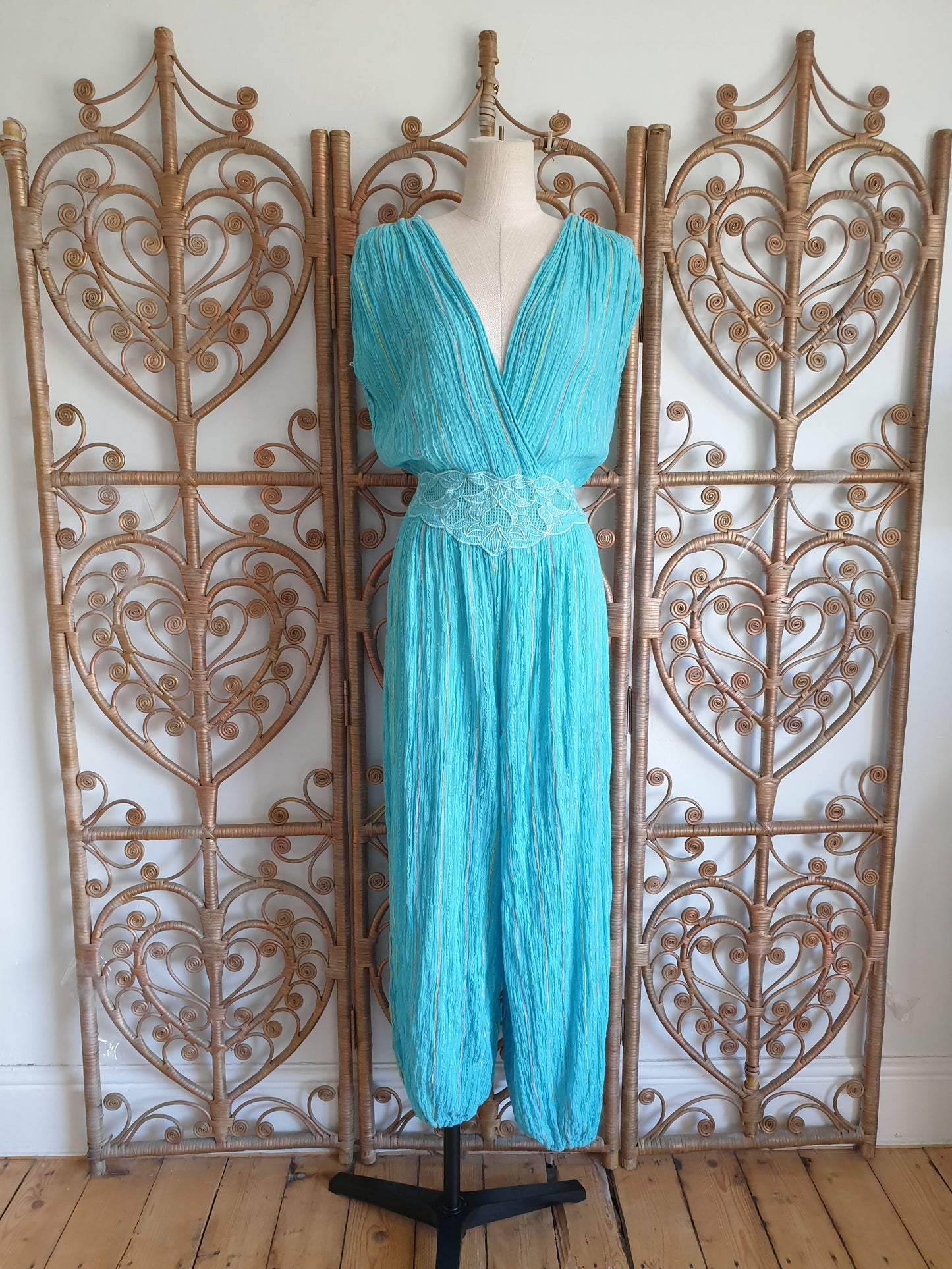 Vintage cheesecloth indian jumpsuit M