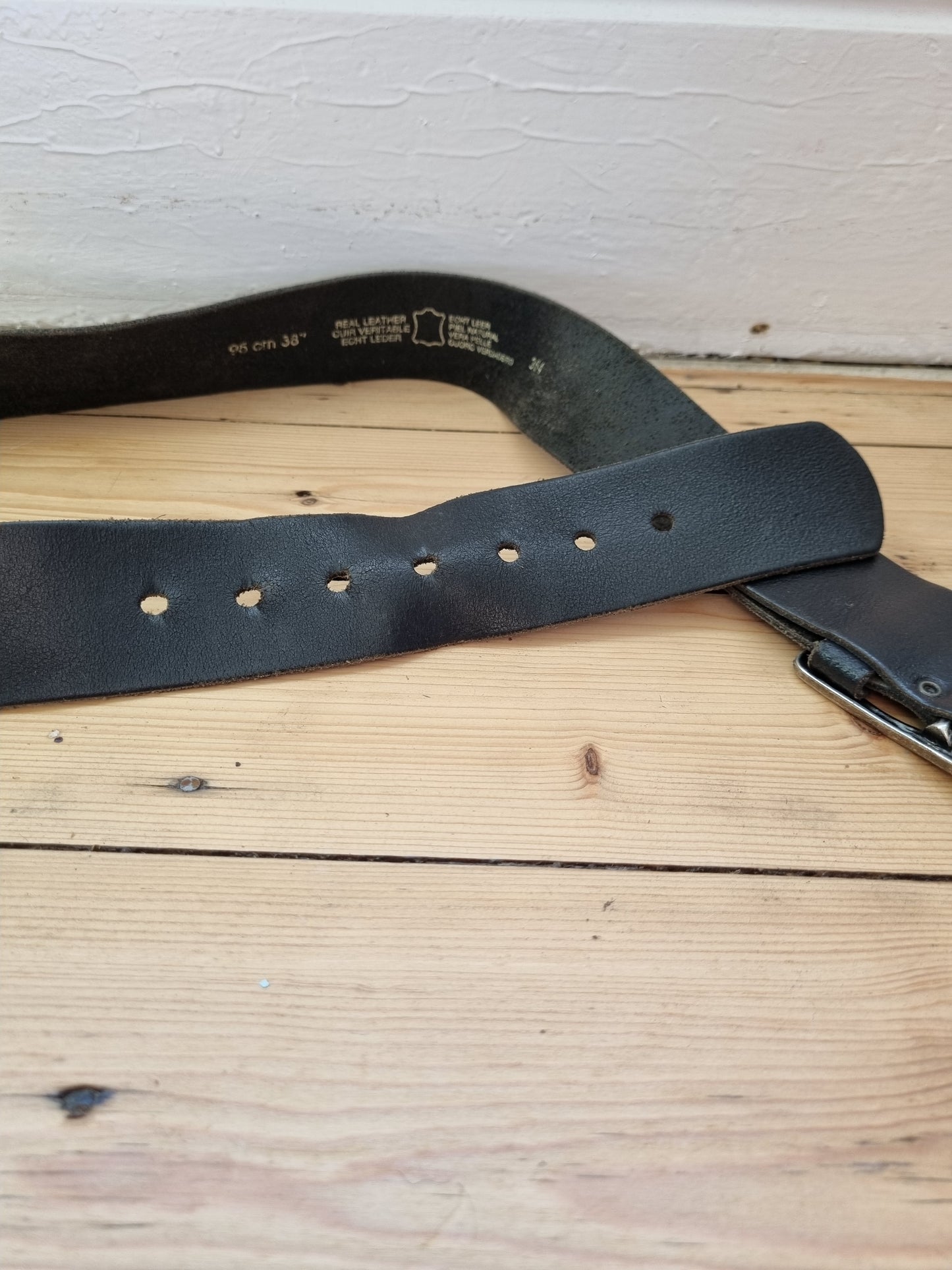 Vintage black leather belt