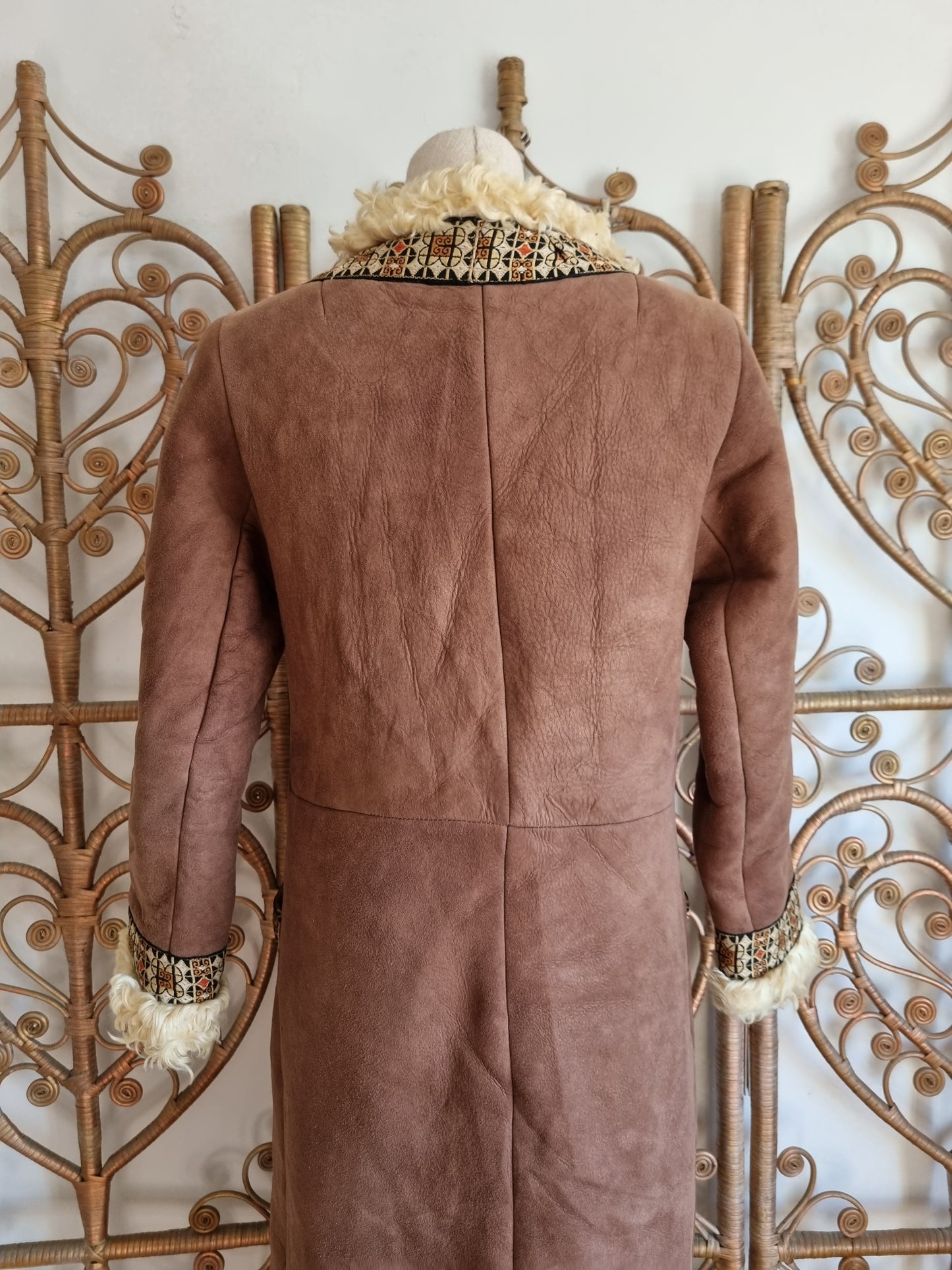 Vintage Abercrombie and Fitch embroidered Sheepskin 60s coat S