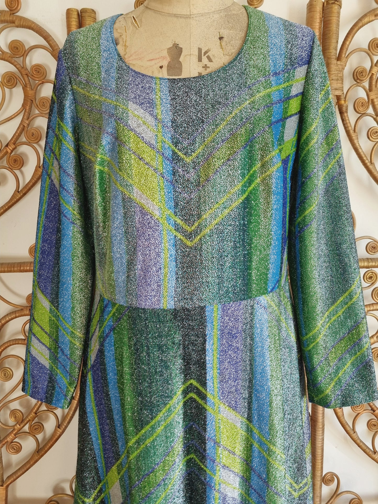 Vintage green Vera Mont Metallic dress M