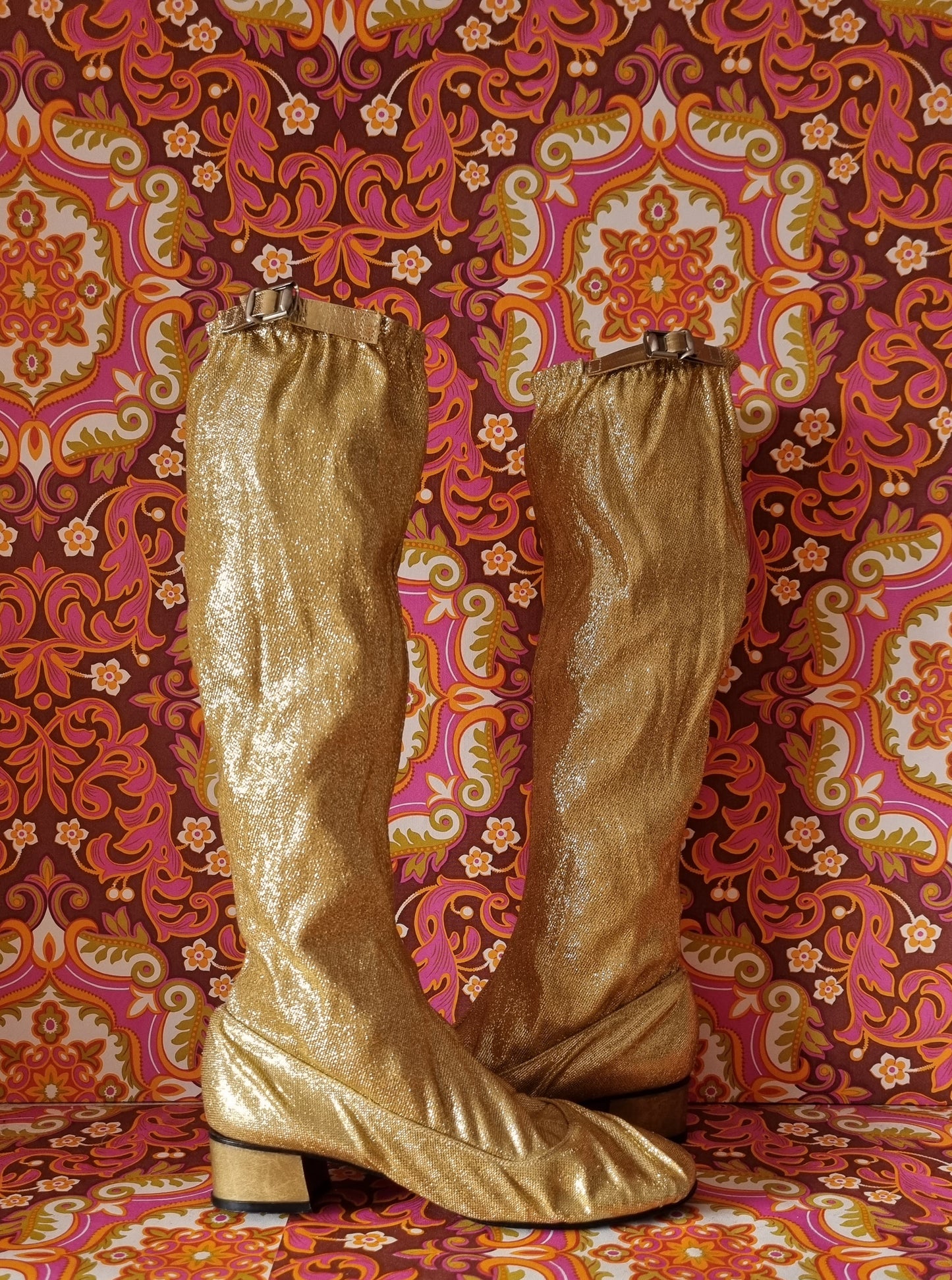 Vintage gold 60s boots uk size 3 4 Eur 36 37 us 5 6