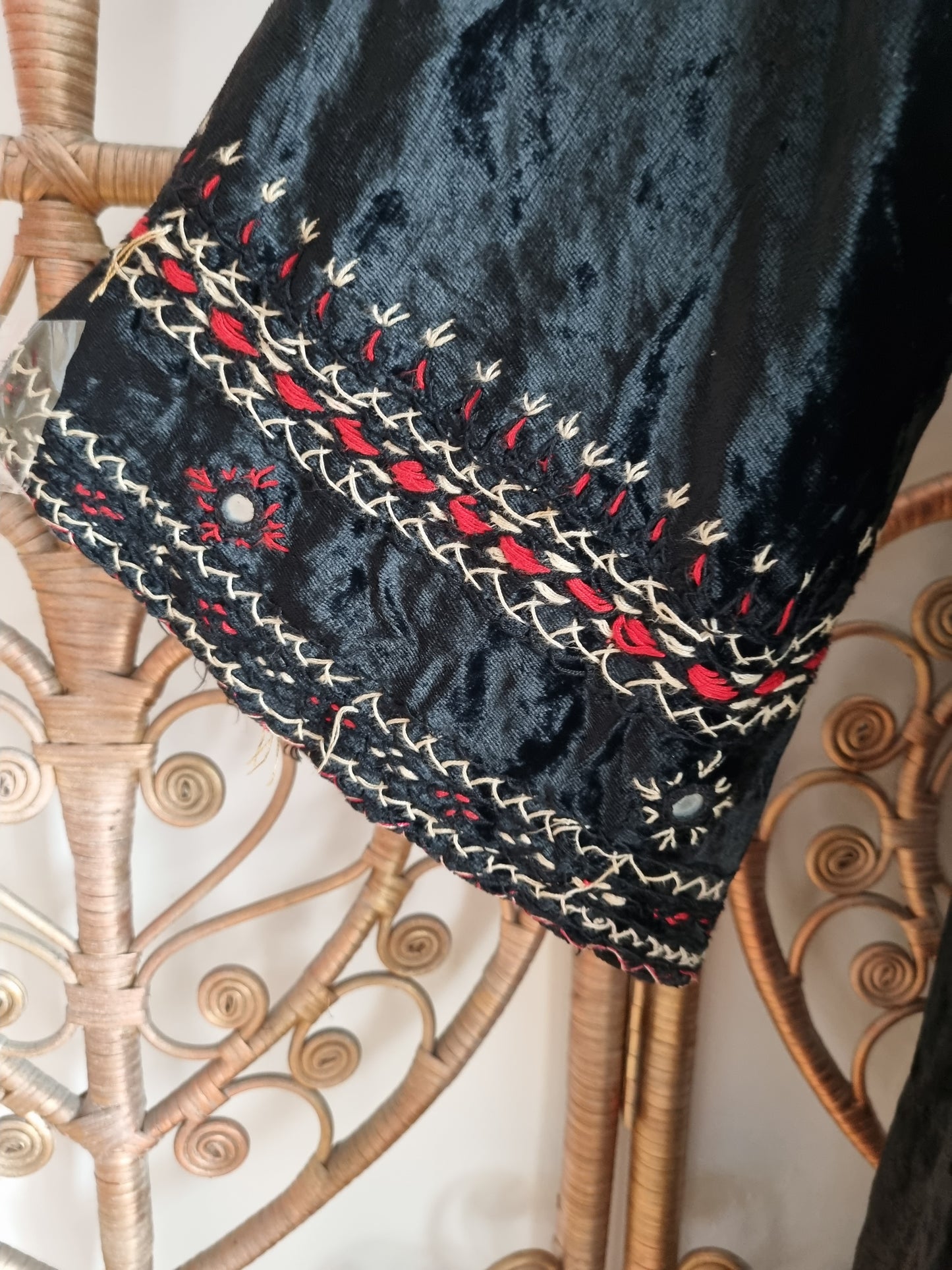 Vintage embroidered velvet Indian kaftan dress