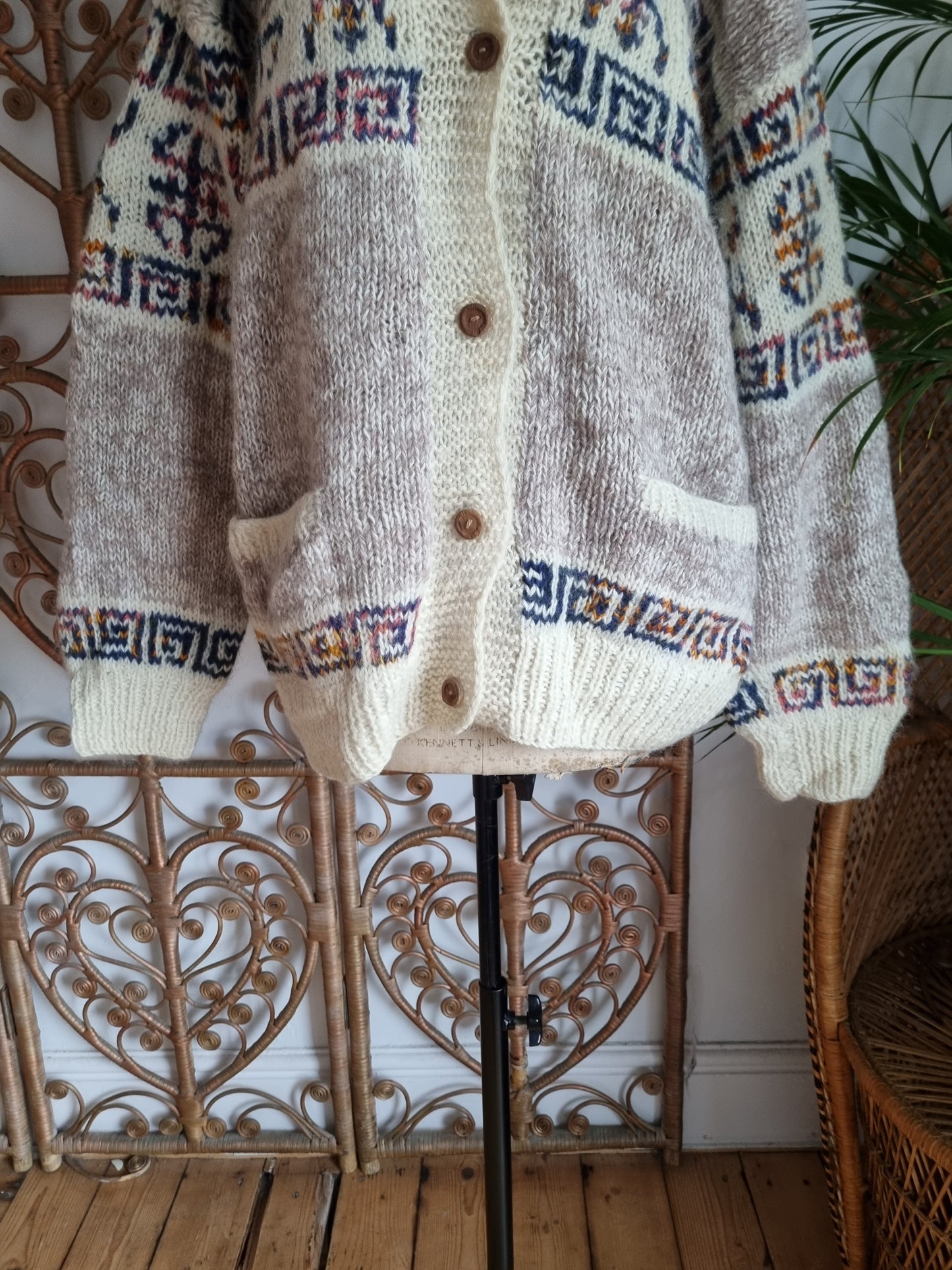 Vintage wool hooded cardigan XL