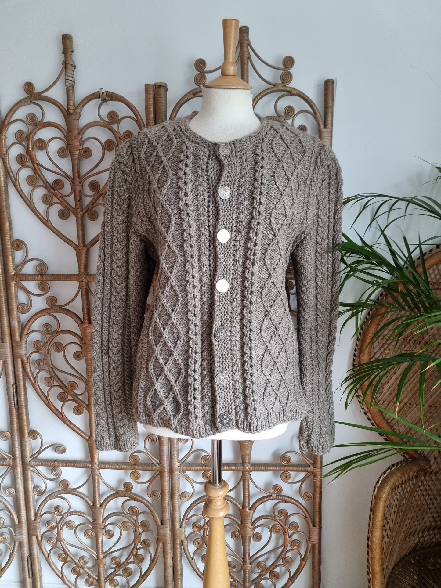Vintage cable wool cardigan M L