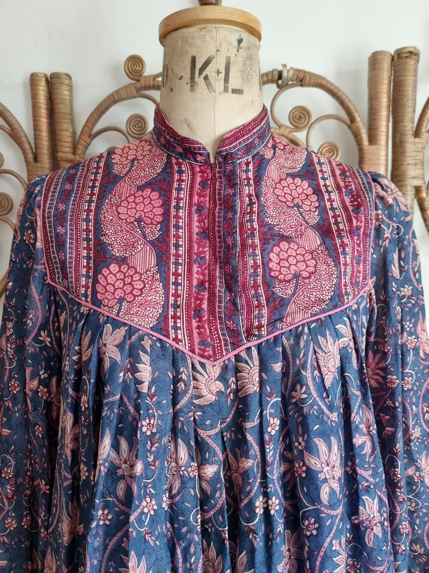 Vintage silk Phool indian 70s dress