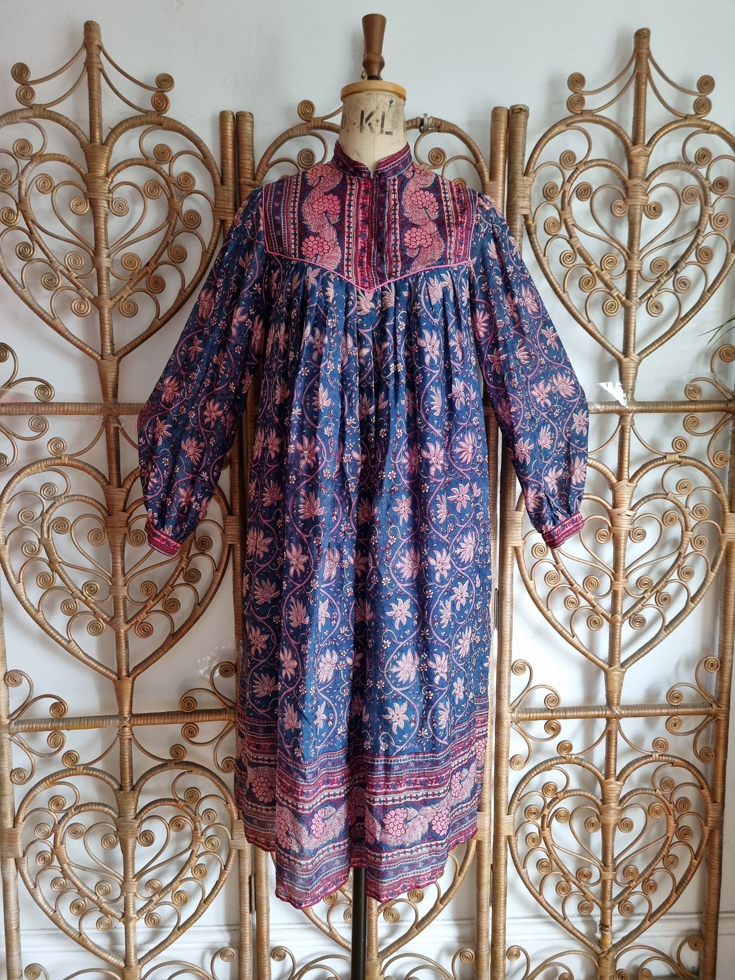Vintage silk Phool indian 70s dress