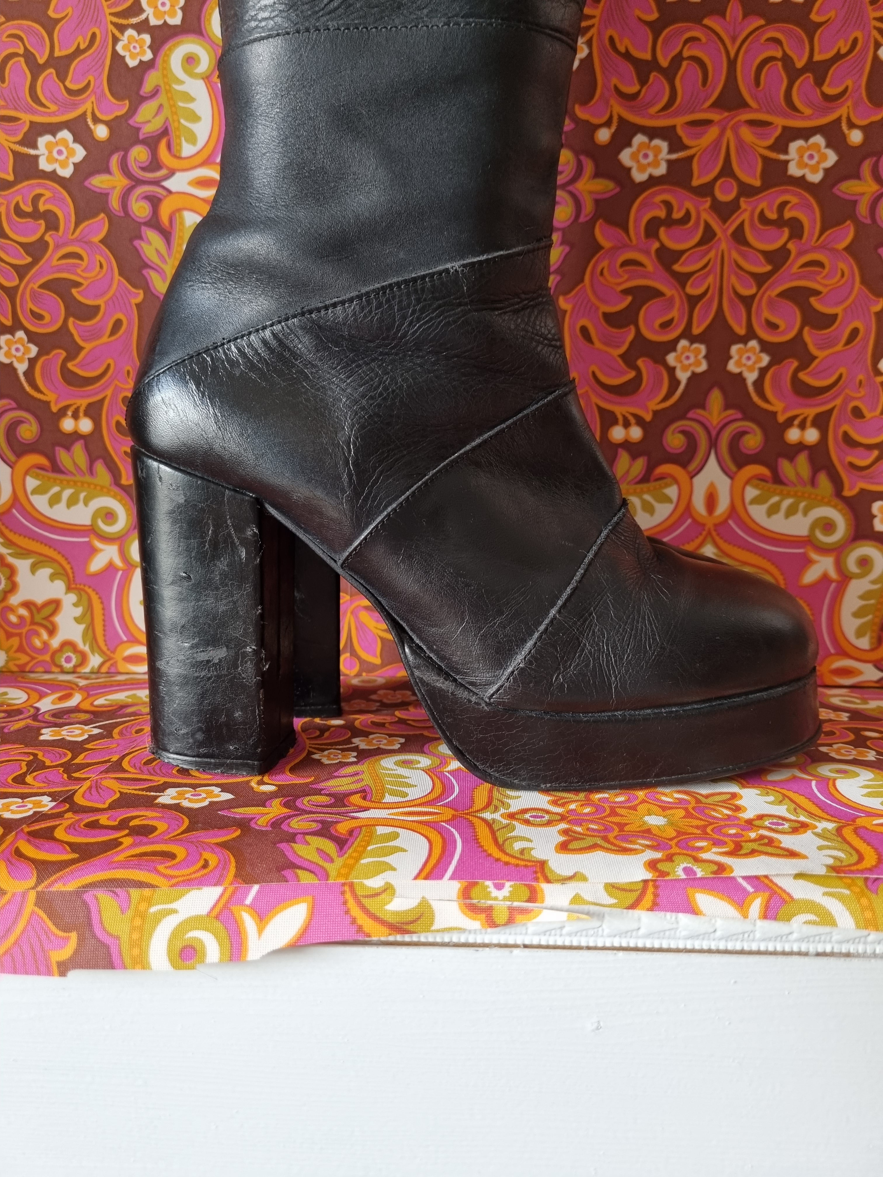 Vintage faith 90s platform leather boots uk size 6 Eur 39 us 8 