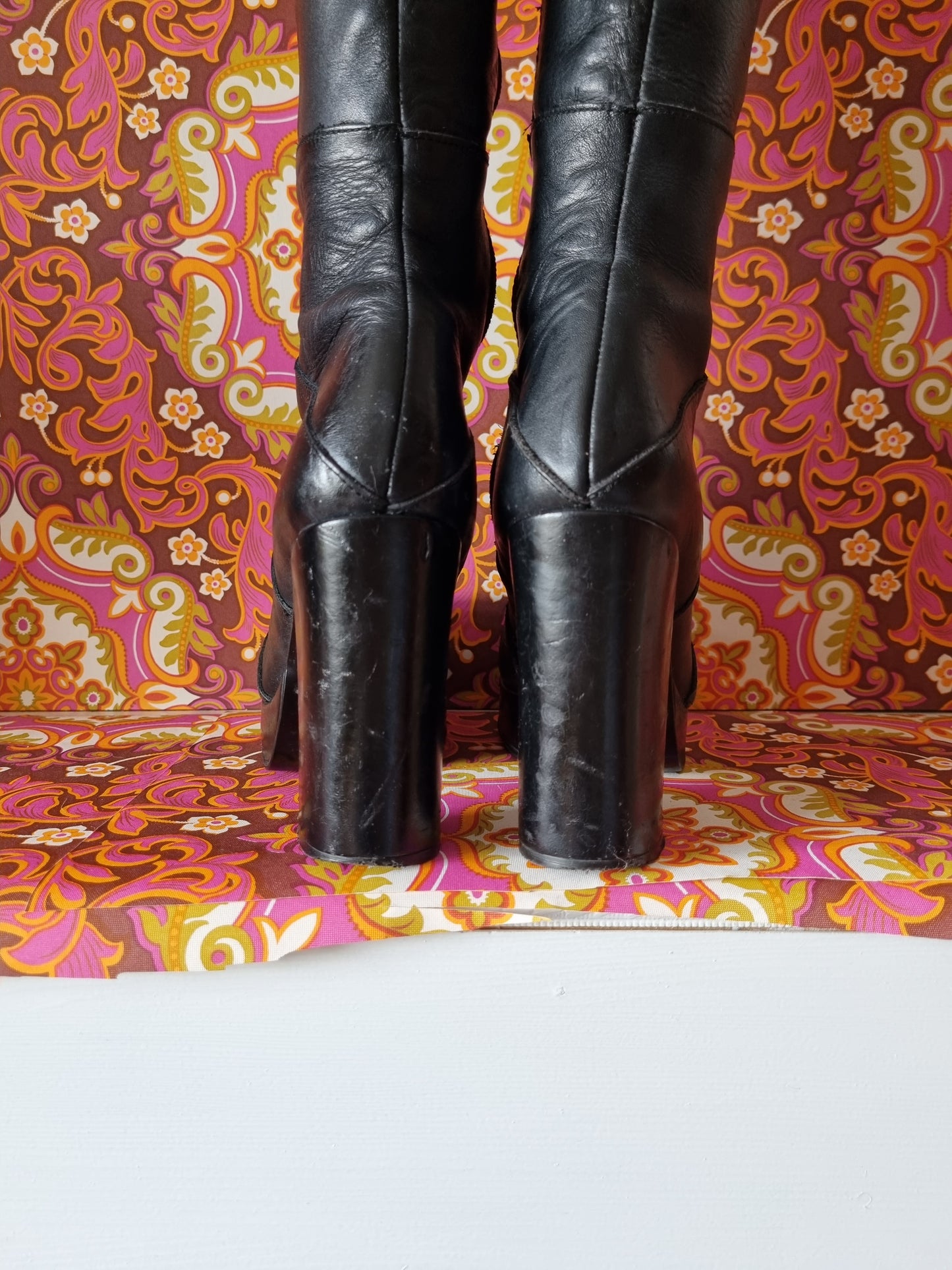 Vintage faith 90s platform leather boots uk size 6 Eur 39 us 8